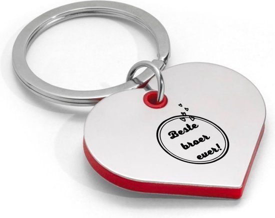 Akyol - Sleutelhanger - Beste Broer Ever - Hartvormig - Zilver - Cadeau voor Broer