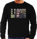 Bellatio Decorations Bol Tekst sweater I love chimpanzee monkeys met dieren foto van een chimpansee aap zwart voor heren - cadeau trui apen liefhebber L