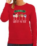 Bellatio Decorations foute kersttrui/sweater dames - Kerst wijn glazen - rood - drank/wine XS