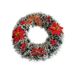 Groene Kerstkrans Groene kerstkrans met sneeuweffect en rode versieringen, 30 cm, buiten de kerstdeur voor thuis, kunstdecoraties