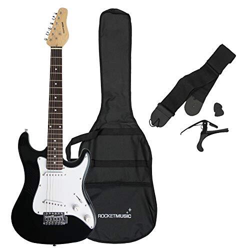 3rd Avenue Rocket 3/4 elektrische gitaar in zwart met gigbag, gitaarband, plectrums en capo
