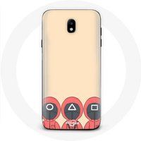 Maniacase Samsung Galaxy J7 2017 Hoesje Inktvis Game Maskers Vierkant Driehoek en Cirkel Fan Art