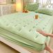 Coton Drap-housse avec 2 Taies d'oreiller 180 x 220 cm Vert