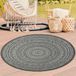 Tapis d'extérieur rond en peau de vache avec motif ethnique gris foncé, 160 cm