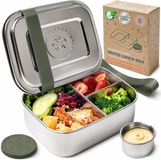Merkloos RVS Lunchbox met 3 Vakken - Lekvrij en Duurzaam
