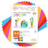Kleurpapier, Papyroflexia Kleurpapier, 1000 vellen A4, 80 g, kleurrijk papier voor knutselwerk, printers, scrapbooking – ideaal origami, Papyroflexia, kantoor en school (sterk assortiment, 1000 h)
