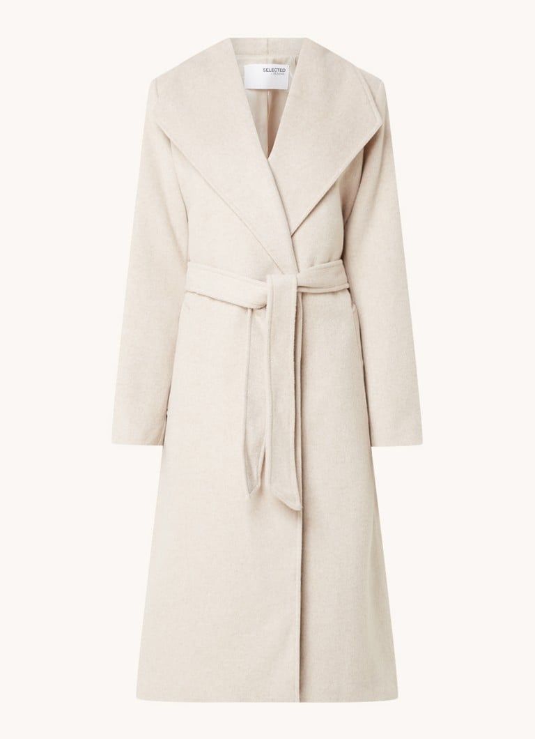 Selected Femme Rosa wool blend coat with tie belt