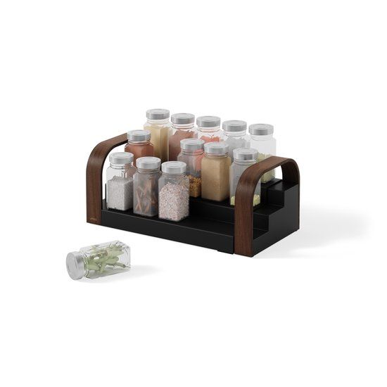 Umbra Bellwood 3-Tier Spice Shelf Zwart/Walnoot