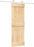 vidaXL Schuifdeur, natuurlijke kleur en wit, 70 x 210 cm, massief dennenhout