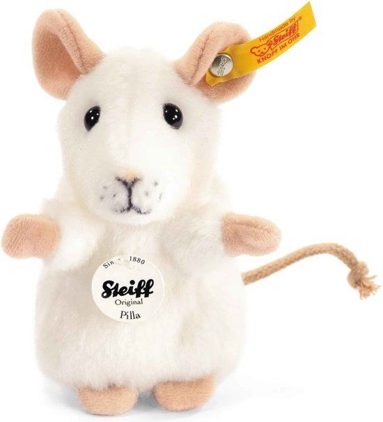 Steiff Knuffel Muis Pilla - Wit - 10 cm