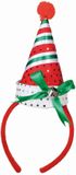 Merkloos Kerst diadeem/haarband - kerstmuts met bel - rood - polyester - accessoires