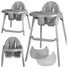 Malplay kinderstoel, babystoel 2-in-1 met verstelbaar tafelblad, voetsteun en 5-punts veiligheidsgordel. Geschikt voor kinderen tot 30 kg. Kleur: grijs