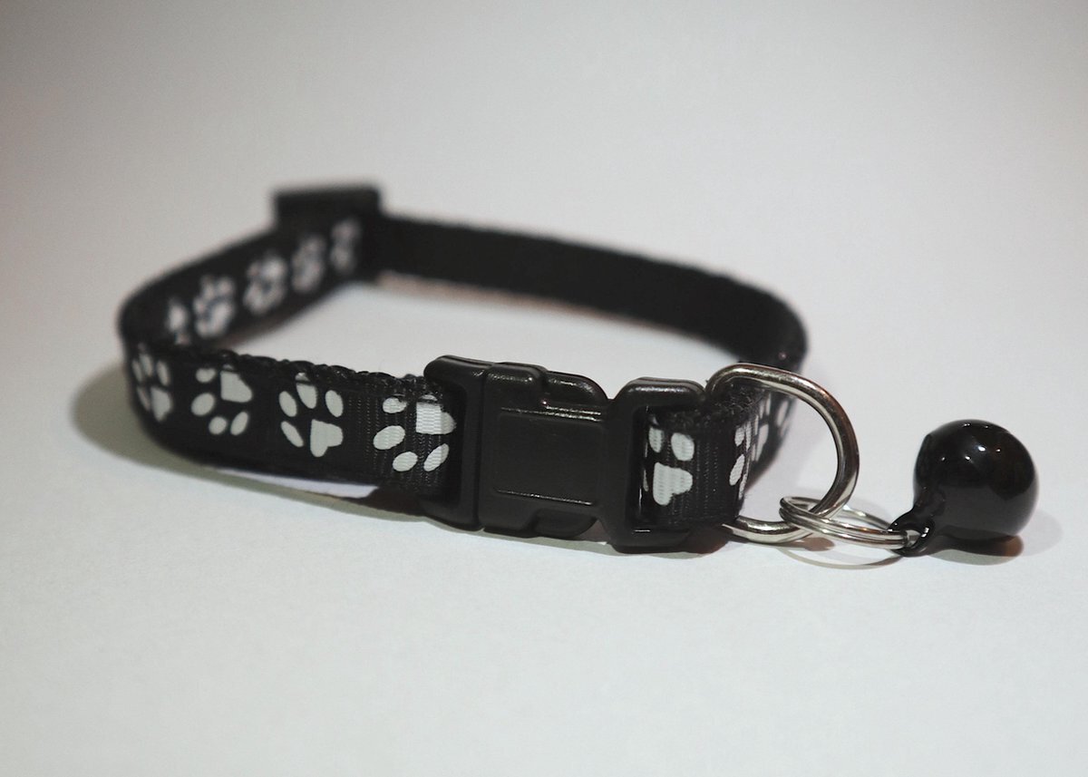 EPIN | Verstelbare dieren halsbandje | Voor Hond & Kat | Katten halsbandje | Honden halsbandje | Met belletje | ZWART zwart