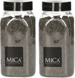 Mica Decorations decoratie zand - 2x - 650ml - donkergrijs