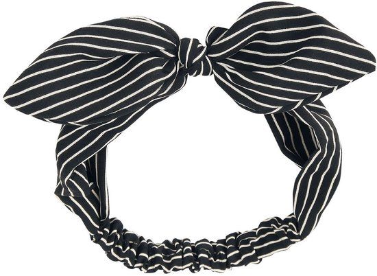 Banned Striped Bow Haarband zwart-wit Polyester