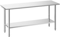 VEVOR Gasto Werktafel 1829 X 610 X 894 mm, Roestvrijstalen Tafel met 2 Niveaus en in Hoogte Verstelbare Schappen, Draagvermogen Bovenste Schap (263 kg), Onderste Schap (218 kg), Voorbereidingstafel voor Restaurantzilverwerk