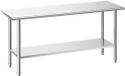 VEVOR Gasto Werktafel 1829 X 610 X 894 mm, Roestvrijstalen Tafel met 2 Niveaus en in Hoogte Verstelbare Schappen, Draagvermogen Bovenste Schap (263 kg), Onderste Schap (218 kg), Voorbereidingstafel voor Restaurantzilverwerk