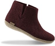 Glerups Hoge Wollen Sloffen Leren Zool - Bietenrood - 36
