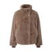 comma faux fur jas - lichtbruin