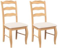 vidaXL Eetkamerstoelen met kussens 2 stuks natuurlijk massief hout rubber