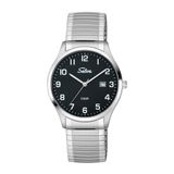 SELVA Herenhorloge, kwarts, roestvrijstalen behuizing, flexibel roestvrijstalen trekkoord, 5 bar, zwart