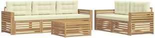 vidaXL - Buiten - bank - set - 6 - st - Wit - en - crèmekleurig