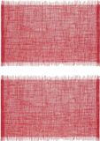 Secret de Gourmet Jute tafel placemat - Set van 10x stuks - rood - 45 x 30 cm