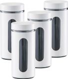 Zeller Voorraadpot Keuken - 4 Stuks - Metaal - Wit - 1200 ml - Met Venster