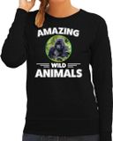 Bellatio Decorations Amazing Wild Animals Sweater Gorilla - Zwart - Dames - Maat M