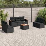 Maison Exclusive - Ensemble de jardin, 8 pièces, avec coussins, noir, en polyrotin