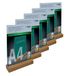 Sigel TA256-tafel toont A4 High, met eikenbasis, 5-pack, kristalhelder acryl, gegarandeerd UV-resistente, Wood FSC-gecertificeerd