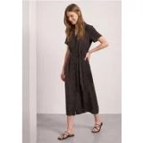 Robe mi-longue à col cloche et imprimé