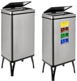 WELL HOME 2 x Slimme vuilnisbakken 50 L, Grijs, Staal