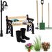 Banc de jardin miniature et ensemble d'outils de jardin - décoration pour mini jardin - 6 pièces