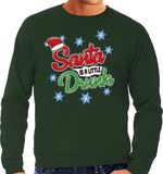 Bellatio Decorations Foute Drank Foute Drank Kersttrui sweater - Santa is a little drunk - groen - voor heren - kerstkleding / kerst outfit M