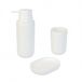 Relaxdays badaccessoires set, 3-delig, zeepdispenser, tandenborstelbeker, polyresin, 17.5x6.5x6.5 cm, wit