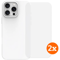 BlueBuilt Back Cover iPhone 16 Pro Max Wit + Screenprotector Glas Duo Pack