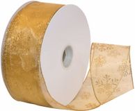 Morex Ribbon 7405.60/50-634 Sneeuwvlok 6,3 cm X 50 YD Nylon Sheer Bedraad Glitter Lint, Goud