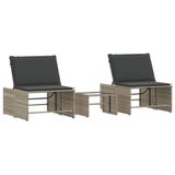 VidaXL 368427 Lounge Stoel Gecapitonneerde Zitting Polyrattan, Staal, Gehard Glas Grijs