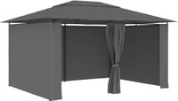 vidaXL Tuinpaviljoen met gordijnen 4x3 m antraciet