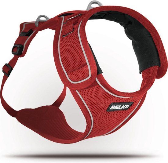 Curli Belka Harness honden tuigje Rood Maat S - Anti-trek - Reflecterend
