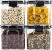 KRUMBLE Voorraadpotten met deksel set van 4 - 700 ml - Transparant en zwart