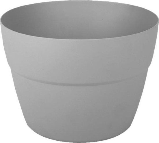EDA Balkon plantenpot/bloempot kunststof grijs D30 x H21 cm - 8 liter - 2 stuks