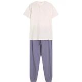 Henderson Marc Pyjamaset pour homme Blanc et bleu Manches courtes Taille XL
