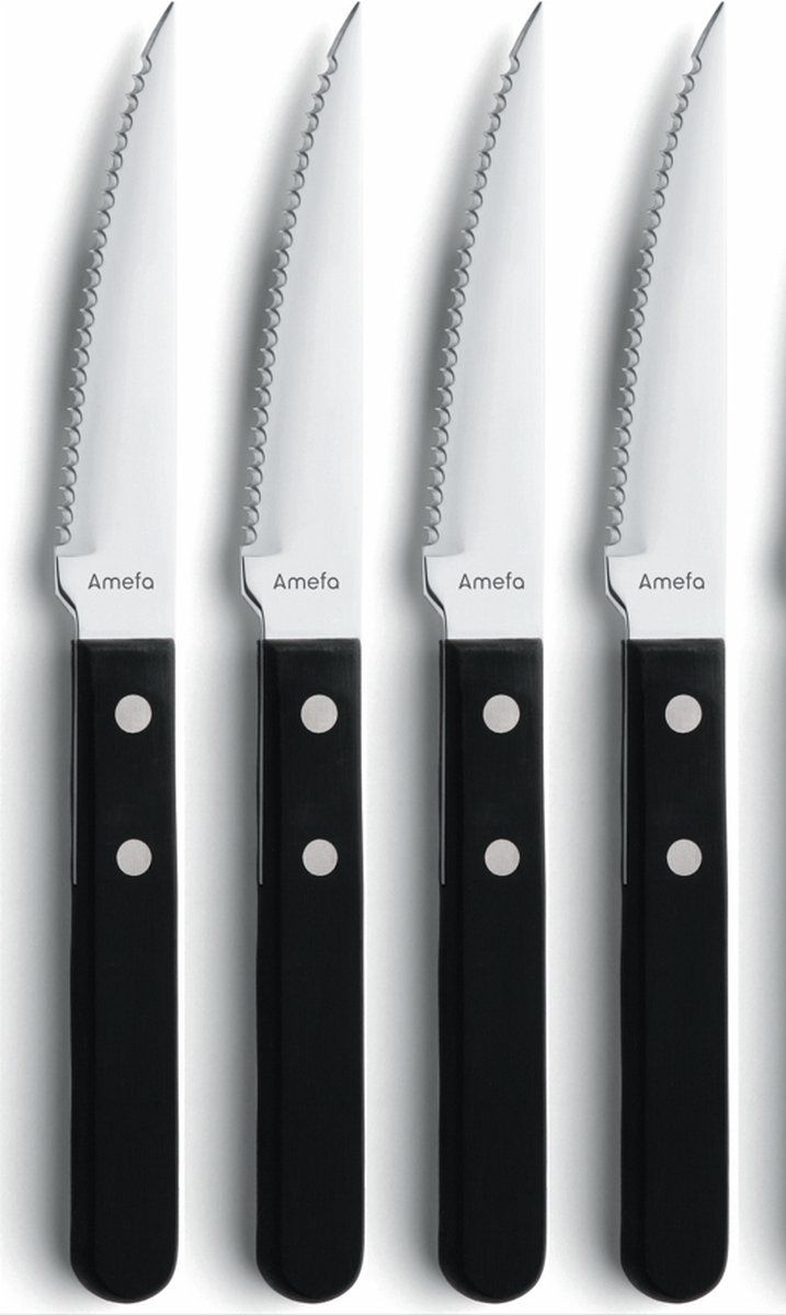 Amefa 4-delige Pizza/steakmessen set zwart - staal