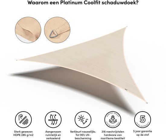 Platinum Sun & Shade Coolfit Schaduwdoek Driehoek 360x360x360cm Gebroken Wit