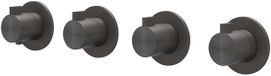 IVY Tribe Pièce de finition Thermostat encastrable avec 3 robinets d'arrêt Symmetry avec rosaces rondes - Acier inoxydable 316 brossé Noir carbone PVD