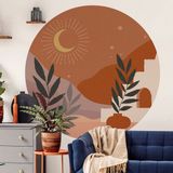 Ambiance Sticker Voorgelijmd vliesbehang met gigantische muurschilderingen - ROND ABSTRACT WOESTIJNNACHT - 60x60cm