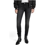 G-Star Lynn Mid Skinny Wmn Dames Jeans Faded Black Magnet Katoen/Elastaan