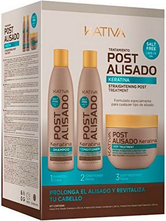 Kativa - SET Keratina Straightening Post Treatment szampon 250ml + odzywka 250ml + maska 250ml